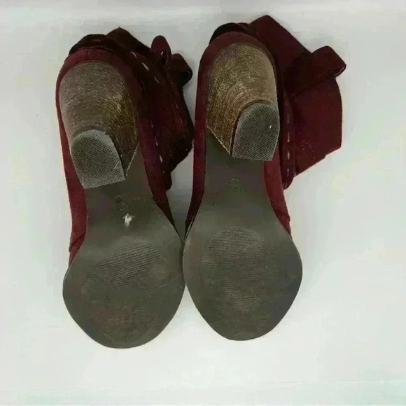 Cato Maroon Suede like Fabric Ankle Boots 
Size 7 - Picture 10 of 14